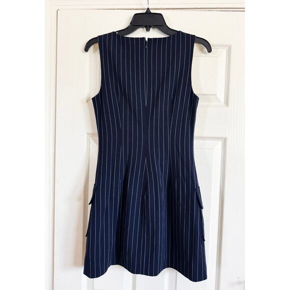 STAUD Sheila Navy Pinstripe Sheath Mini Dress XS - Picture 8 of 8